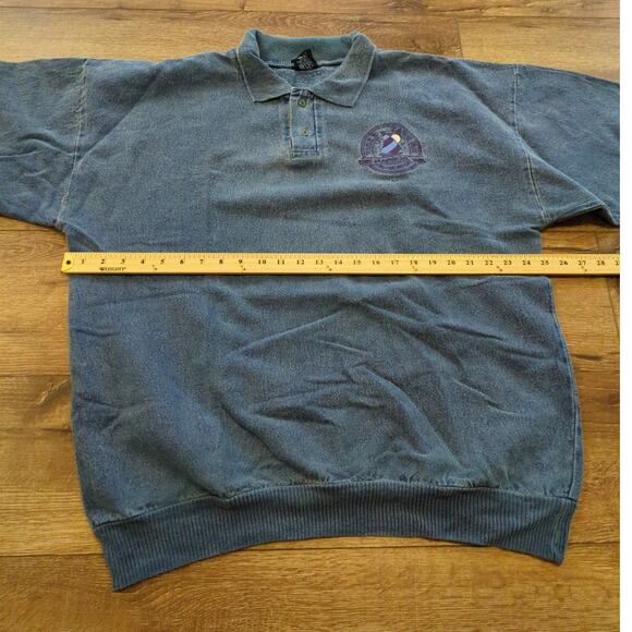 VTG Wek The World Men's Large Polo Long Sleeve Rugby Boat Garment Dye Skater Y2K - Picture 5 of 6